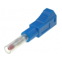 ; Plug; 4mm banana; 32A; blue; insulated,with 4mm axial socket; 