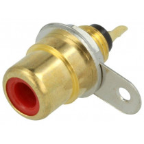 BTO 1 V ROT; Socket; RCA; female; straight; soldering; gold-plated; Marker: red; LUMBERG