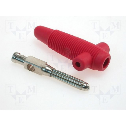BUELA300KRT; Plug; 4mm banana; 30A; 60VDC; red; 3mΩ; 2.5mm2; Mounting: on cable; HIRSCHMANN T&M