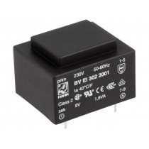 BV EI 302 2001; Transformer: encapsulated; 1.8VA; 230VAC; 9V; 200mA; Mounting: PCB; HAHN BV EI 302 2001; Transformer: encapsulated; 1.8VA; 230VAC; 9V; 200mA; Mounting: PCB; HAHN