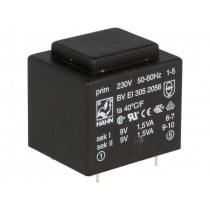 BV EI 305 2056; Transformer: encapsulated; 3VA; 230VAC; 9V; 9V; 167mA; 167mA; 111g; HAHN