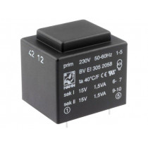 BV EI 305 2058; Transformer: encapsulated; 3VA; 230VAC; 15V; 15V; 100mA; 100mA; 111g; HAHN