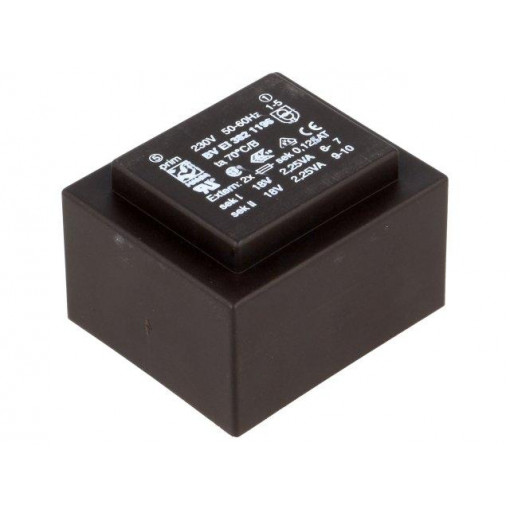 BV EI 382 1196; Transformer: encapsulated; 4.5VA; 230VAC; 18V; 18V; 125mA; 125mA; HAHN