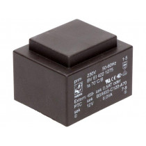 BV EI 422 1275; Transformer: encapsulated; 6VA; 230VAC; 12V; 500mA; Mounting: PCB; HAHN
