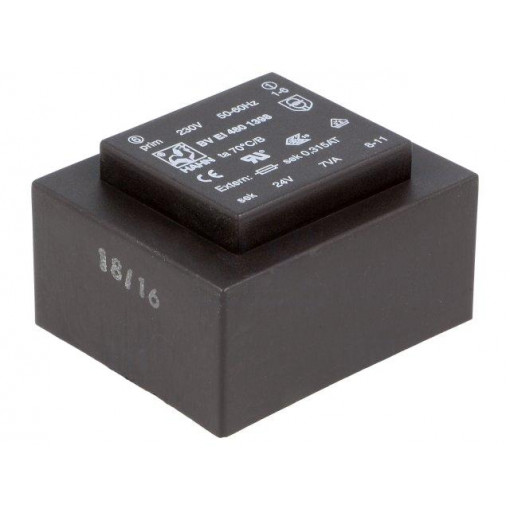 BV EI 480 1398; Transformer: encapsulated; 7VA; 230VAC; 24V; 292mA; Mounting: PCB; HAHN