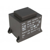 BV EI 665 1137; Transformer: encapsulated; 50VA; 230VAC; 24V; 2083mA; Mounting: PCB; HAHN