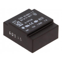 BV UI 21 0017; Transformer: encapsulated; 1VA; 230VAC; 15V; 67mA; Mounting: PCB; HAHN