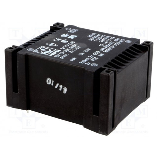 BV UI 396 0084; Transformer: encapsulated; 30VA; 115/115VAC; 21V; 21V; 715mA; 715mA; HAHN