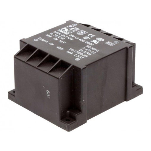 BV UI 482 0009; Transformer: encapsulated; 60VA; 115/115VAC; 12V; 12V; 2500mA; HAHN