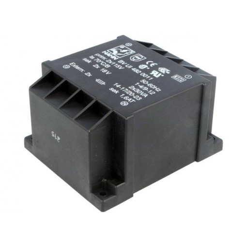 BV UI 482 0011; Transformer: encapsulated; 60VA; 115/115VAC; 18V; 18V; 1666mA; HAHN