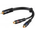 50930; Cable; RCA socket x2,RCA plug; 0.2m; Plating: gold-plated; black; Goobay