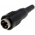 T 3324 501; Plug; DIN; male; PIN: 4; straight; for cable; soldering; 300V; 5A; AMPHENOL