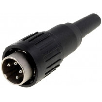 T 3324 501; Plug; DIN; male; PIN: 4; straight; for cable; soldering; 300V; 5A; AMPHENOL