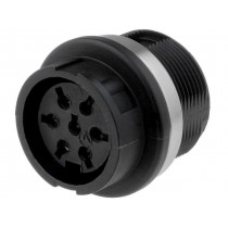 T 3437 000; Socket; DIN; female; PIN: 7; Layout: 360°; soldering; 300V; 5A; 0.5mm2; AMPHENOL