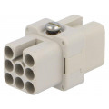 C146 10B008 000 2; Connector: HDC; female; C146,heavy|mate D; PIN: 8; size A3; 16A; 42V; AMPHENOL