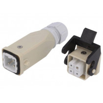 C146 10E003 922 4; Connector: HDC; male + female; C146; PIN: 4; 3+PE; size A3; straight; AMPHENOL