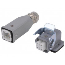 C146 10E003 925 4; Connector: HDC; male + female; C146; PIN: 4; 3+PE; size A3; M20; 10A; AMPHENOL