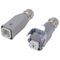 C146 10E004 921 4; Connector: HDC; male + female; C146; PIN: 5; 4+PE; size A3; straight; AMPHENOL