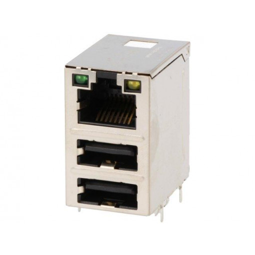 ; Socket; RJ45 + USB A; THT; PIN: 8; angled; top latch; Layout: 8p8c; BEL FUSE