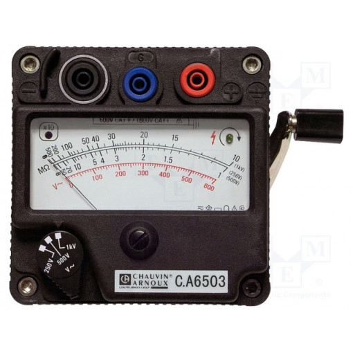C.A 6503; Meter: insulation resistance; analogue; 250V/500V/1000V; IP54; CHAUVIN ARNOUX