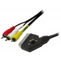 CA1029; Cable; RCA plug x3,SCART plug; 2m; black; LOGILINK