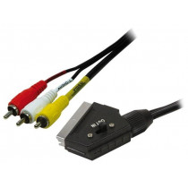 CA1029; Cable; RCA plug x3,SCART plug; 2m; black; LOGILINK