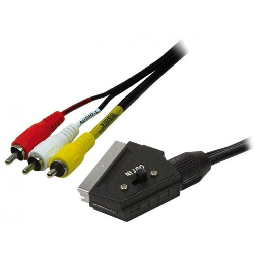 CA1029; Cable; RCA plug x3,SCART plug; 2m; black; LOGILINK
