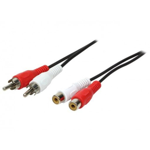 CA1037; Cable; RCA socket x2,RCA plug x2; 5m; black; LOGILINK