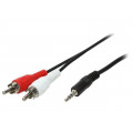 CA1042; Cable; Jack 3.5mm plug,RCA plug x2; 1.5m; black; LOGILINK