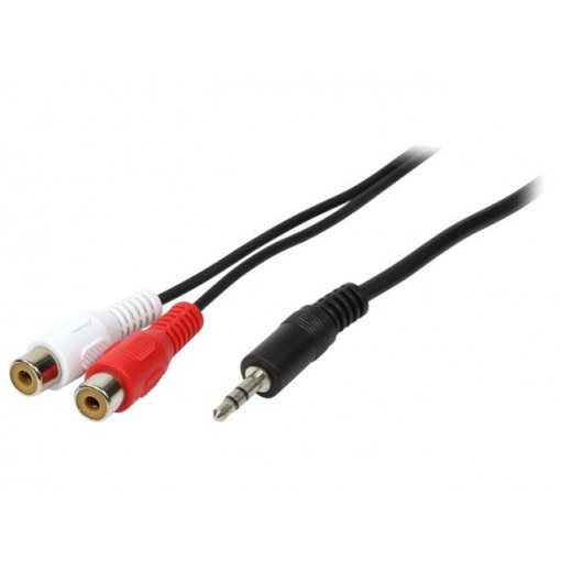 CA1045; Cable; Jack 3.5mm plug,RCA socket x2; 5m; black; LOGILINK