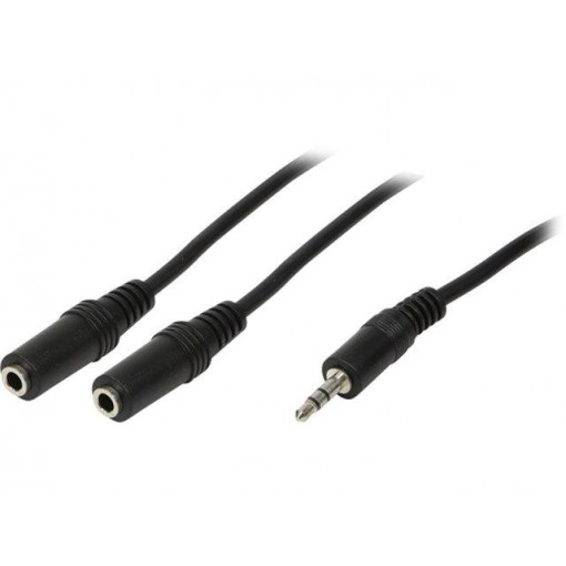 CA1046; Cable; Jack 3.5mm socket x2,Jack 3.5mm plug; 200mm; black; LOGILINK