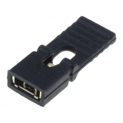 CAB 9 GS; Jumper; pin strips; female; open,with holder; 2.54mm; 1x2; black; FISCHER ELEKTRONIK