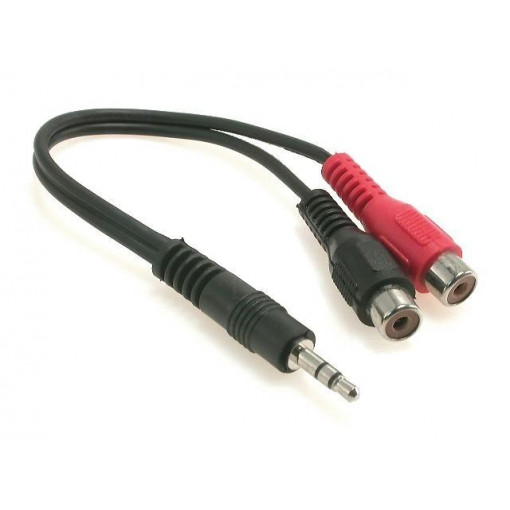 50600; Cable; Jack 3.5mm plug,RCA socket x2; 0.2m; Goobay 50600; Cable; Jack 3.5mm plug,RCA socket x2; 0.2m; Goobay