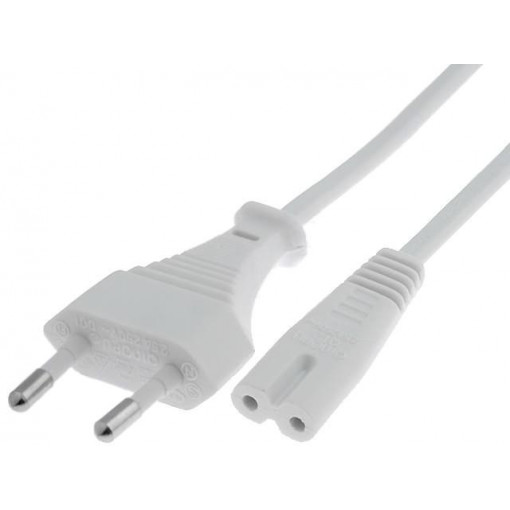 51326; Cable; CEE 7/16 (C) plug,IEC C7 female; 1.5m; Sockets: 1; white; Goobay
