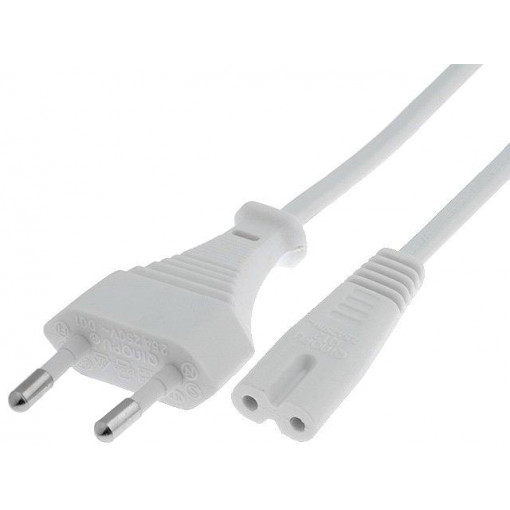 93987; Cable; CEE 7/16 (C) plug,IEC C7 female; 3m; Sockets: 1; white; PVC; Goobay