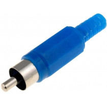 ; Plug; RCA; male; with strain relief; straight; soldering; blue; 