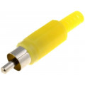 ; Plug; RCA; male; with strain relief; straight; soldering; yellow;  ; Plug; RCA; male; with strain relief; straight; soldering; yellow;