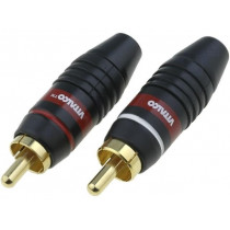 ; Plug; RCA; male; straight; soldering; for cable; Marker: white,red; 