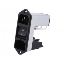 CD64.1101.151; Connector: AC supply; socket; male; 10A; 250VAC; IEC 60320; 0.3mH; SCHURTER