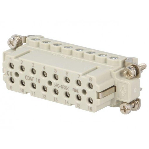 CDAF 16; Connector: HDC; female; CDA; PIN: 16; 16+PE; size 66.16; 16A; 250V; ILME CDAF 16; Connector: HDC; female; CDA; PIN: 16; 16+PE; size 66.16; 16A; 250V; ILME