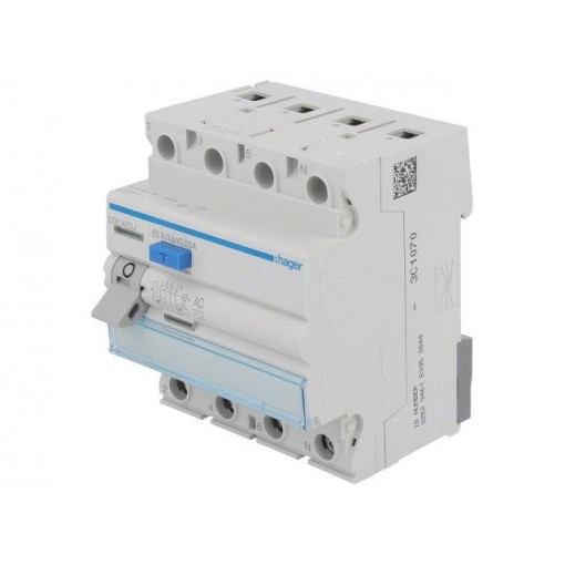 CDC463J; RCD breaker; Inom: 63A; Ires: 30mA; Max surge current: 250A; 400V; HAGER