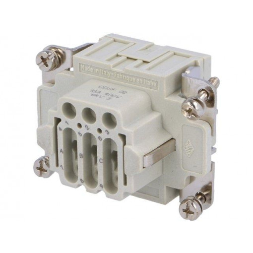 CDSF 09; Connector: HDC; female; CDS; PIN: 9; 9+PE; size 44.27; 10A; 400V; ILME CDSF 09; Connector: HDC; female; CDS; PIN: 9; 9+PE; size 44.27; 10A; 400V; ILME