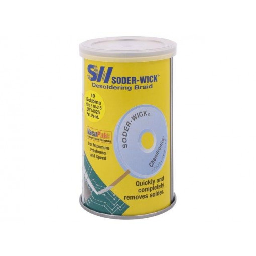 SW14025; Tape: desoldering; W: 1.5mm; L: 1.5m; Pcs: 10; CHEMTRONICS SW14025; Tape: desoldering; W: 1.5mm; L: 1.5m; Pcs: 10; CHEMTRONICS