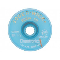 SW80-1-5; Tape: desoldering; W: 0.8mm; L: 1.5m; CHEMTRONICS SW80-1-5; Tape: desoldering; W: 0.8mm; L: 1.5m; CHEMTRONICS
