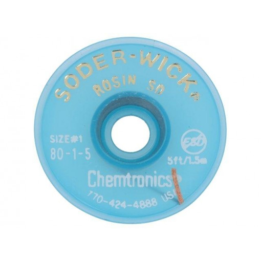 SW80-1-5; Tape: desoldering; W: 0.8mm; L: 1.5m; CHEMTRONICS SW80-1-5; Tape: desoldering; W: 0.8mm; L: 1.5m; CHEMTRONICS