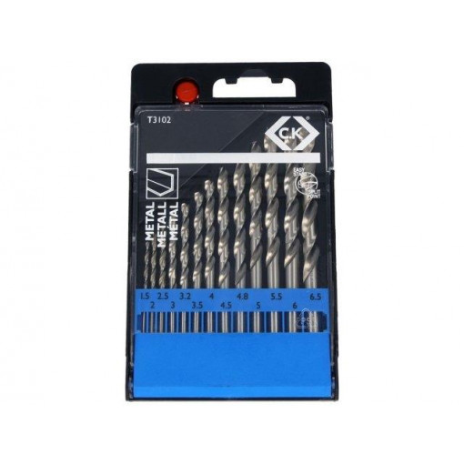 T3102; Drill set; Application: metal; Pcs: 13; Mat: HSS; for metal; C.K