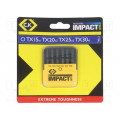 T4513; Kit: screwdriver bits; Pcs: 6; Torx®; 50mm; Size: TX20,TX25,TX30; C.K