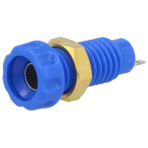 ; Socket; 4mm banana; 10A; 60VDC; 23mm; blue; nickel plated; CLIFF