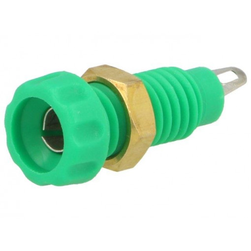 ; Socket; 4mm banana; 10A; 60VDC; 23mm; green; nickel plated; CLIFF