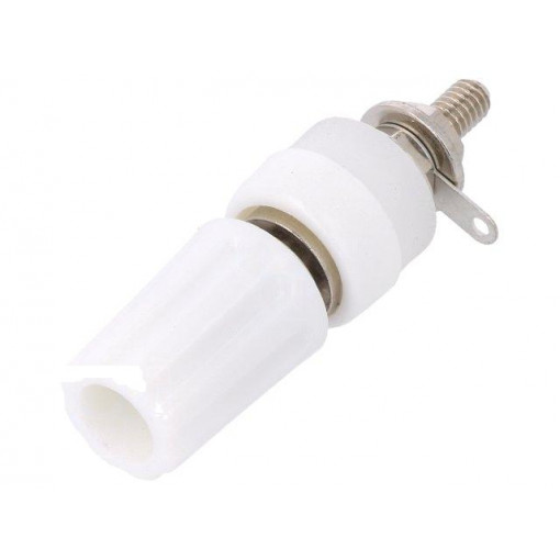 ; Socket; 4mm banana; 15A; 250VDC; L: 45mm; white; nickel plated; CLIFF